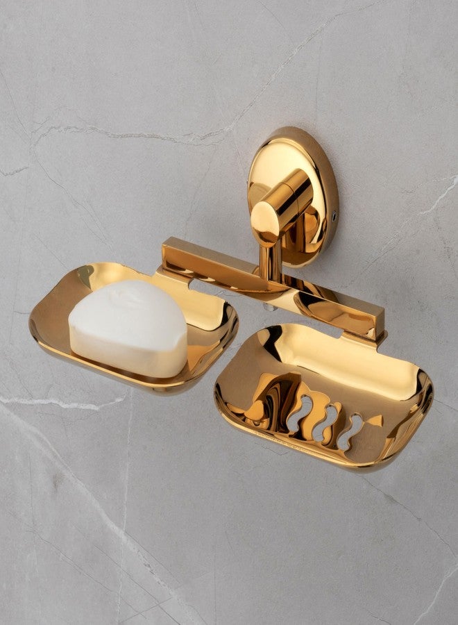 iSTAR Stainless Steel Bathroom Soap Holder/Soap Stand/Soap Dish for Bathroom/Bathroom Accessories Multicolor (Double, Gold) - Image 2